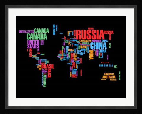 Framed Typography World Map 1 Print