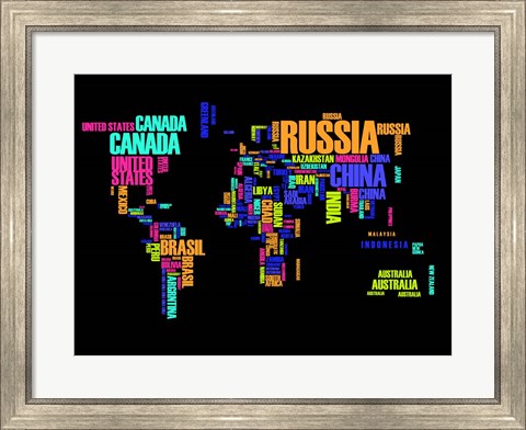 Framed Typography World Map 2 Print