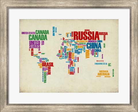 Framed Typography World Map 3 Print