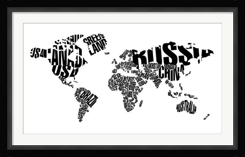 Framed Typography World Map 5 Print