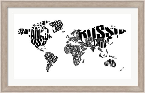 Framed Typography World Map 5 Print