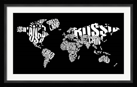 Framed Typography World Map 6 Print