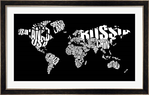 Framed Typography World Map 6 Print