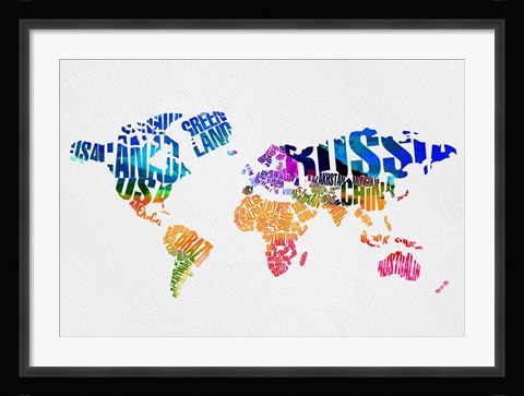 Framed Typography World Map 7 Print