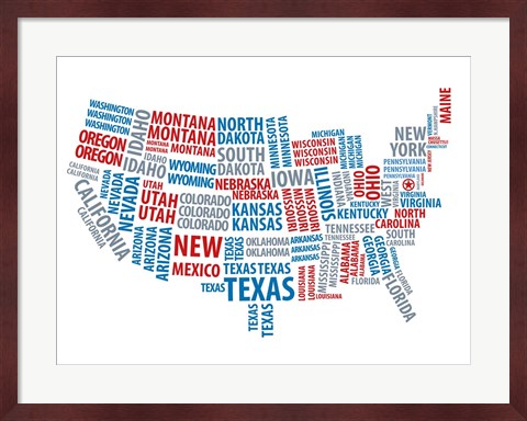 Framed Typography USA Map Print