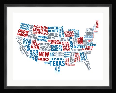 Framed Typography USA Map Print