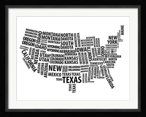 Framed Typography USA Map Print