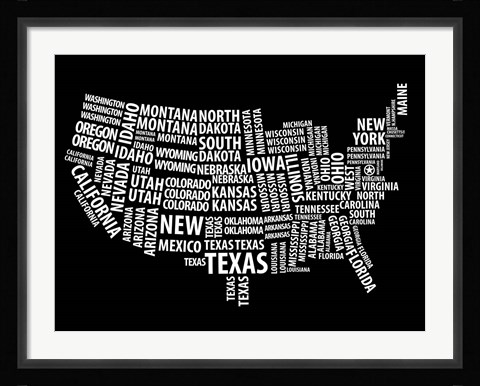 Framed Typography USA Map Print