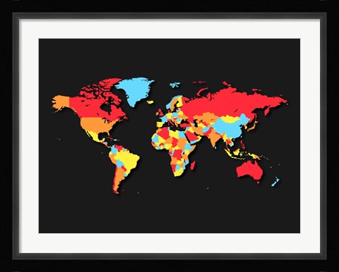 Framed World Map Countries Print