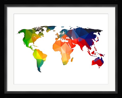 Framed World Polygon Map 1 Print
