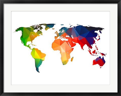 Framed World Polygon Map 1 Print