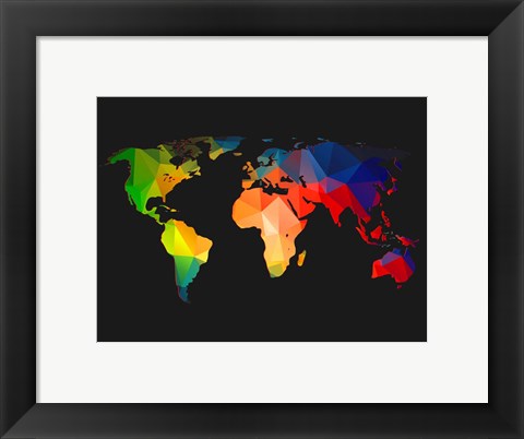 Framed World Wire Map 1 Print