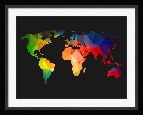 Framed World Wire Map 1 Print