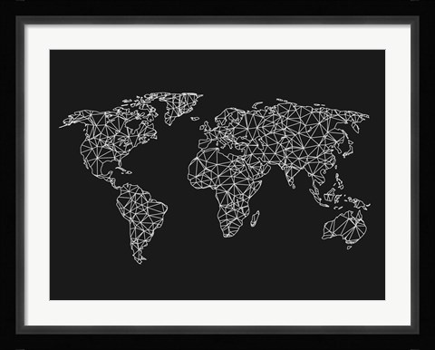 Framed World Wire Map 3 Print