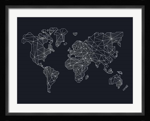 Framed World Wire Map 4 Print
