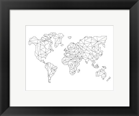 Framed World Wire Map 5 Print
