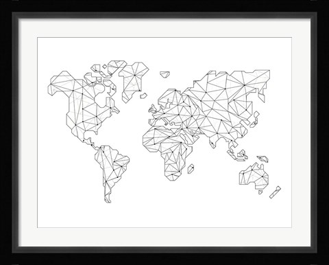 Framed World Wire Map 5 Print