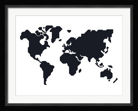 Framed World Map Stylized Print