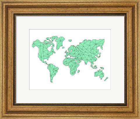 Framed World Map Green Print