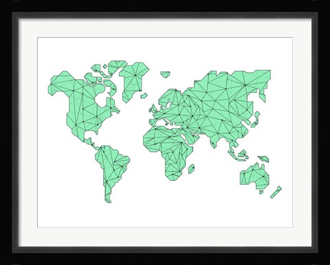 Framed World Map Green Print
