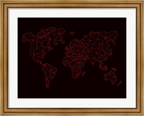 Framed World Map Red Print
