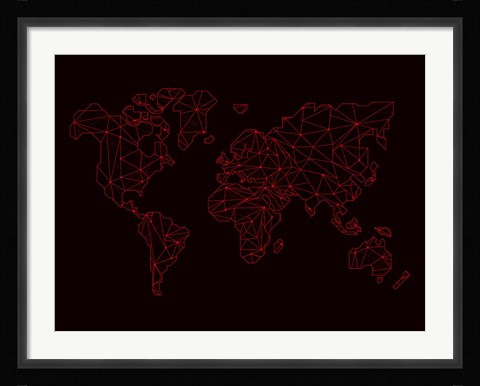 Framed World Map Red Print