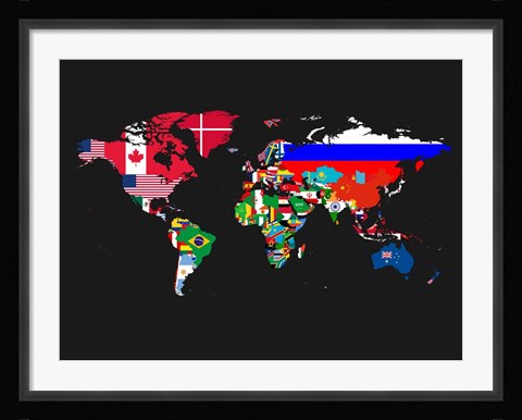 Framed World Map Contry Flags 1 Print