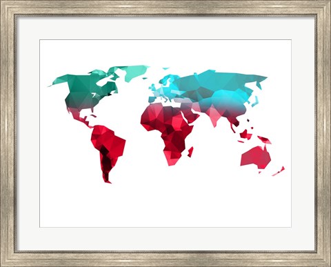 Framed Polygon World Map 1 Print
