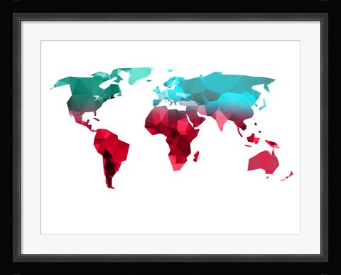 Framed Polygon World Map 1 Print