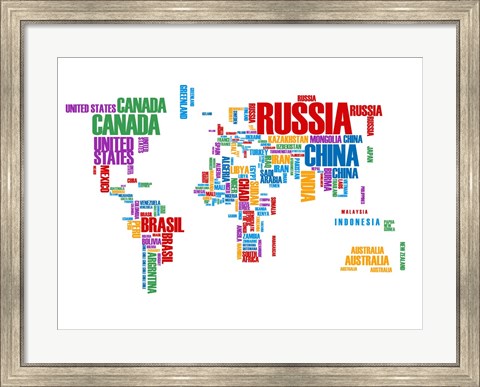 Framed Typography World Map 8 Print