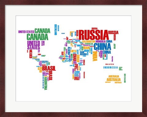 Framed Typography World Map 8 Print