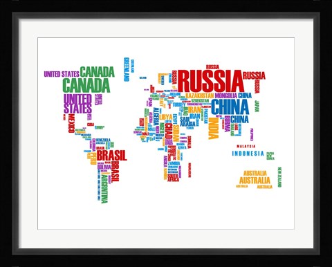 Framed Typography World Map 8 Print