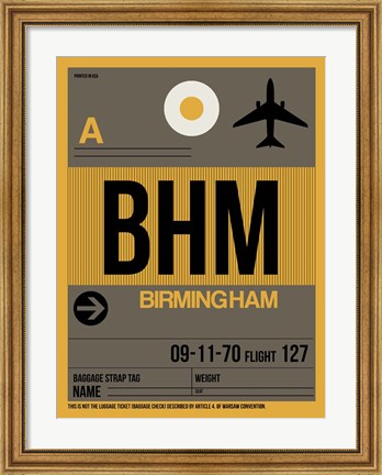 Framed BHM Birmingham Luggage Tag I Print