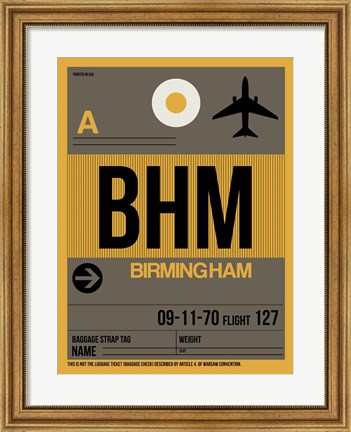 Framed BHM Birmingham Luggage Tag I Print