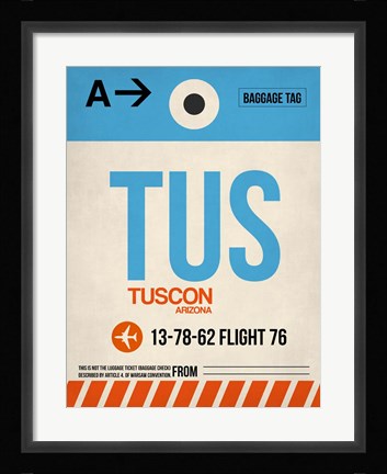 Framed TUS Tuscon Luggage Tag I Print