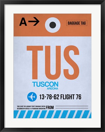 Framed TUS Tuscon Luggage Tag II Print