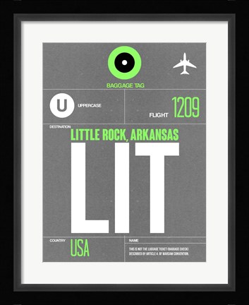 Framed LIT Little Rock Luggage Tag II Print