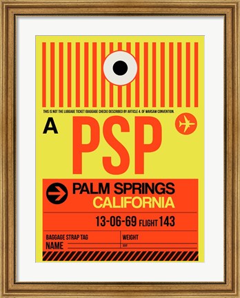 Framed PSP Palm Springs Luggage Tag I Print