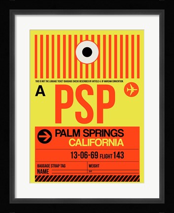Framed PSP Palm Springs Luggage Tag I Print