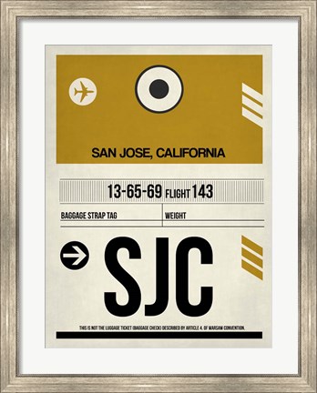 Framed SJC San Jose Luggage Tag I Print