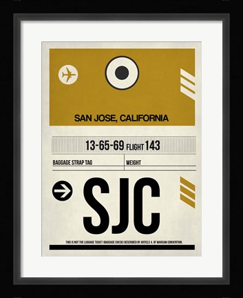Framed SJC San Jose Luggage Tag I Print