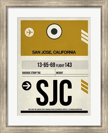 Framed SJC San Jose Luggage Tag I Print