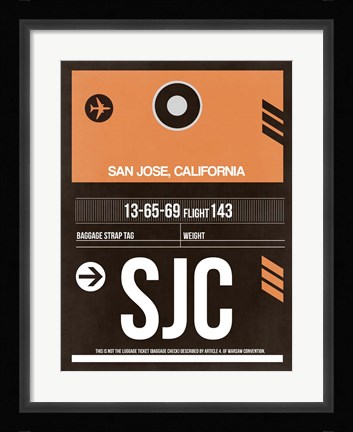 Framed SJC San Jose Luggage Tag II Print