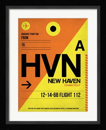Framed HVN New Haven Luggage Tag I Print