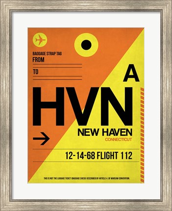 Framed HVN New Haven Luggage Tag I Print