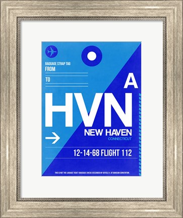Framed HVN New Haven Luggage Tag II Print