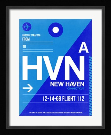 Framed HVN New Haven Luggage Tag II Print