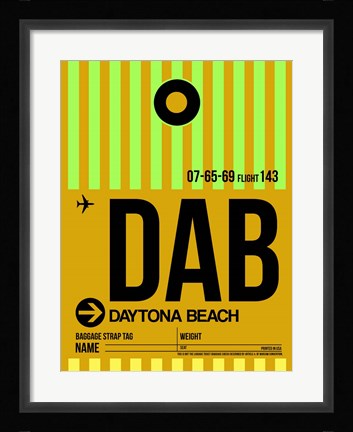 Framed DAB Daytona Beach Luggage Tag I Print