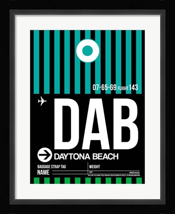Framed DAB Daytona Beach Luggage Tag II Print