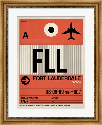 Framed FLL Fort Lauderdale Luggage Tag I Print